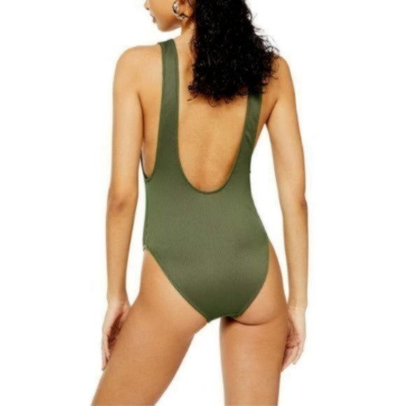 Topshop Other - TOPSHOP Ribbed Scoop Neck One Piece Swimsuit Olive NWT